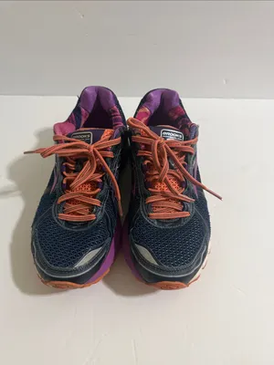 Brooks Navy Women's Running Shoes with Purple Accents and Coral Laces thumbnail 2