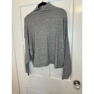Lucky Brand Grey Turtleneck Sweater with Silver Metallic Stripes size XS NWT‎ thumbnail 4