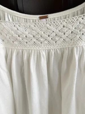 Like New Free People Prairie Days Embroidered Place Trim Top White Black Small thumbnail 4