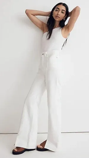 New! Baggy Flare Jeans White thumbnail 5