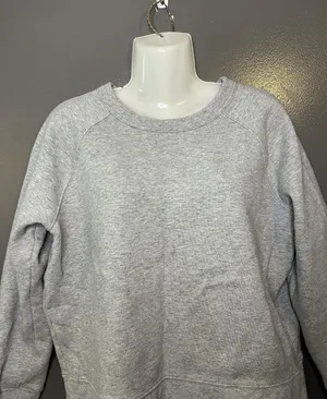 Athleta Sweatshirt Womens Medium Gray Fleece Raglan Crewneck Pullover Lined thumbnail 1