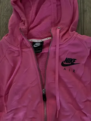 Nike Hot Pink Zip Cropped Hoodie with Black Logo thumbnail 2