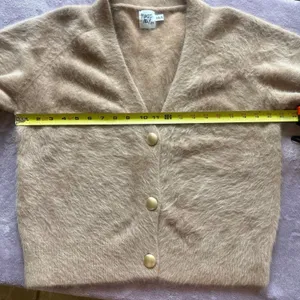 Princess Polly Fuzzy Wool Blend Cardigan Tan Beige Gold Button Sweater XS/S thumbnail 6