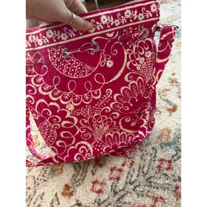 Vera Bradley Pink Paisley Quilted Cotton‎ Drawstring Crossbody Bucket Bag Floral thumbnail 3