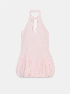 ZARA Women's Light Pink Bubble-Hem Mini Dress thumbnail 6