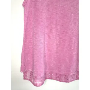 Eri + Ali Anthropologie Pink Eyelet Lace Back‎ Tank Top Small Cotton V-Neck Boho thumbnail 5