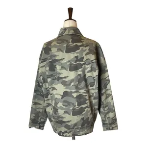 Zara Jacket Women Small‎ Green Camo Cotton Sequin Stripe Coat Streetwear Outdoor thumbnail 3