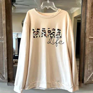 Mama Life Beige Sweatshirt Comfy Womens Large thumbnail 6