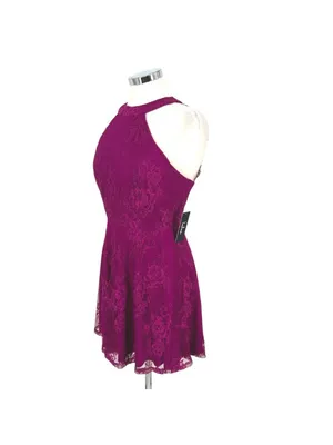Lulus Hometown Girl Magenta Lace Skater Dress Sleeveless Mini Size Medium NWT thumbnail 5