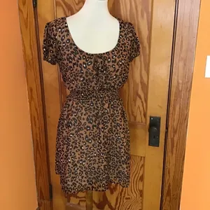 Evolutionary Apparel Leopard Print Dress | Short Sleeve Animal Print Mini thumbnail 12