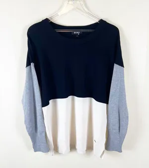 DKNY Colorblock Sweater Size Large Neutral thumbnail 2