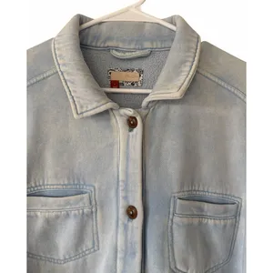 Pilcro‎ Anthropologie Fleece Shirt Jacket Washed Blue Women's Size Large thumbnail 3