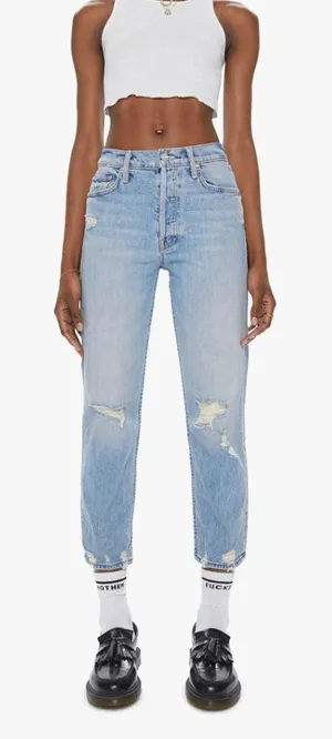Mother Superior Tomcat Relaxed High Rise Distressed Jeans Capsule Denim Cropped thumbnail 1