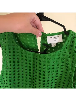 Kate Spade X Target NWT Green Boxy Eyelet Crop Top Size XS Broken Button Loop thumbnail 6