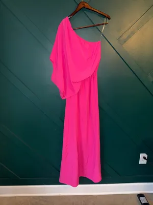 Main Strip Hot Pink One-Shoulder Maxi Dress thumbnail 4