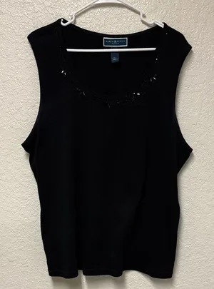 Karen Scott Women's Elegant Black Tank Top Size 2X thumbnail 1