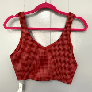 NEW Aerie Offline Red Herringbone Recharge Least Support Athletic Sports Bra M thumbnail 3