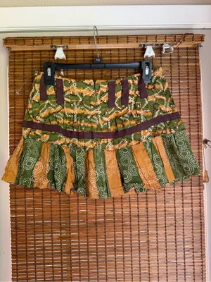 Vintage ANGIE Low Rise Patchwork Ruffle Mini Skirt Y2K Small thumbnail 6