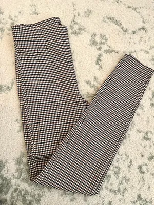 Zara black brown plaid pants thumbnail 3