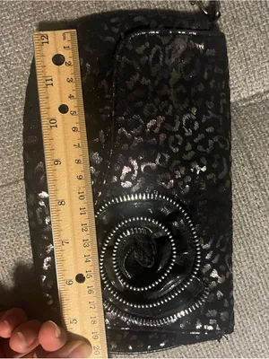 Black Metallic Leopard Print Wristlet Clutch thumbnail 3