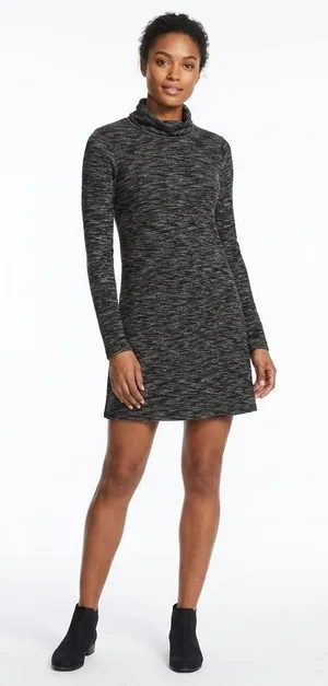 We The Free Free People Space Dye Turtleneck Mini Dress Split Back Black Grey S thumbnail 1