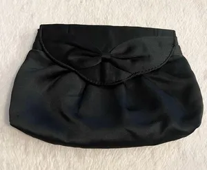 Vintage Black Satin Elegant Clutch Evening Bag thumbnail 1