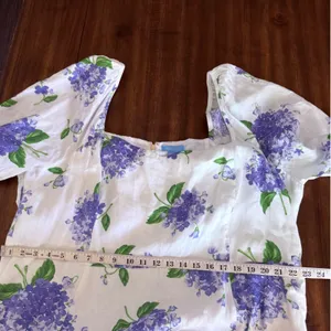 Draper James Womens Plus Size 24 Blue Hydrangea Floral Linen Puff Sleeve Dress‎ thumbnail 13