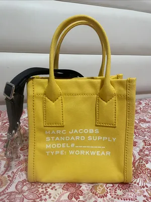 Marc Jacobs Yellow Canvas Mini Tote with Black Strap thumbnail 1