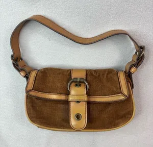 Levi's Brown Corduroy Mini Buckle Bag with Tan Trim thumbnail 1