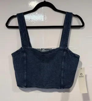 Denim Crop Tank Top - Dark Blue Mono B NWT thumbnail 1