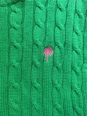 Vintage Lilly Pulitzer Kelly Green Cable Knit 100% Cotton Long Sleeve Sweater M thumbnail 3