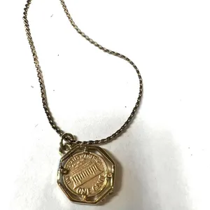 coin pendant necklace featuring a U.S. penny in a gold-toned bezel Gold Tone thumbnail 4