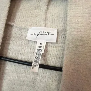 Soma Weekend Cream Heathered Open Pocket Cardigan Small Soft Cozy Lounge #1200 thumbnail 5