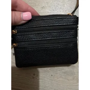 Boutique Black White Chevron Crossbody Guitar Strap w/ Triple Zip Coin Pouch Set thumbnail 3