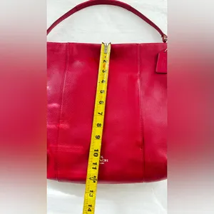 COACH Isabella Vibrant RED Leather Bag Shoulder Pebble Gold Hardware Handbag. thumbnail 16