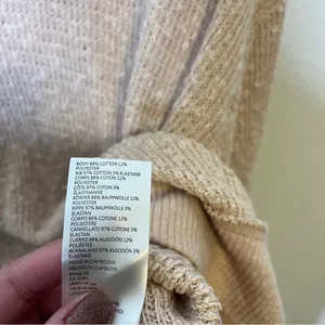 Free People We The Free Tommy Turtleneck Textured Sweater Toasted Almond Beige M thumbnail 11