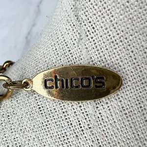 Chico's Gold Tone Rhinestone Faux Pearl Statement Pendant Necklace ✨ thumbnail 6