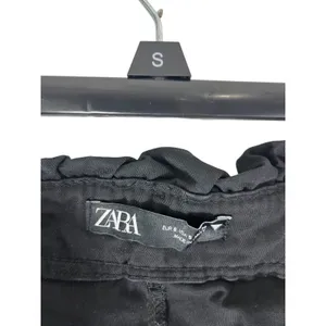 Zara High Waisted Black Pants Paperbag Waist Side Pockets Small Wide Leg thumbnail 7
