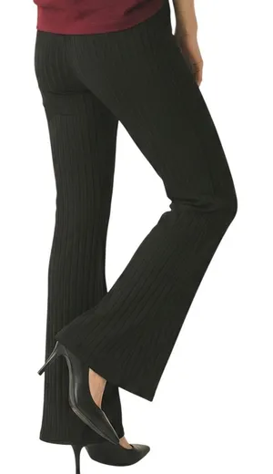 Nasty Gal Ribbed Flare‎ Pants Womens 8 Black High Rise bell bottoms stretchy thumbnail 1