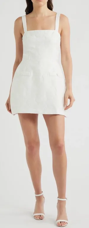 NEW Amanda Uprichard Martini Floral Jacquard White Romper Sz S thumbnail 1