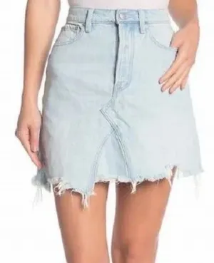We The Free Free People Going Rogue Frayed Denim Skirt Size 26 - C33-006 thumbnail 1