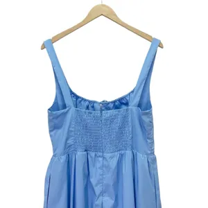 ASTR The Label Blue Corset Midi Dress Fit Flare Smocked Back Pockets Size Large thumbnail 8