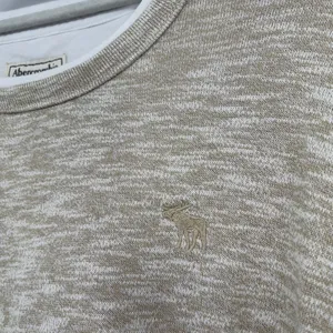 Abercrombie & Fitch Layered Hem Tee Sz S Tan Y2K Minimalist Neutral Clean Girl thumbnail 6