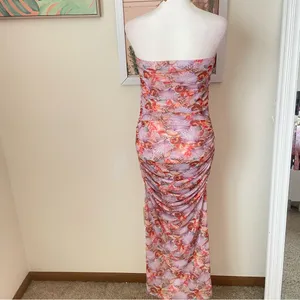 Resa Kristina Mesh Midi Dress In Coral Seashell Size Medium thumbnail 6