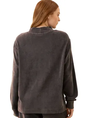 Pact Organic Cotton Pure Velour Cozy Pullover Sweatshirt in Graphite thumbnail 3