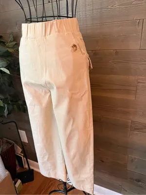 Ladies elastic cropped wide leg trousers thumbnail 2