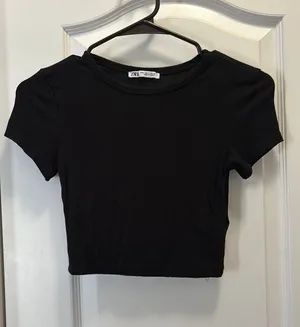 ZARA Crop Top Black thumbnail 1