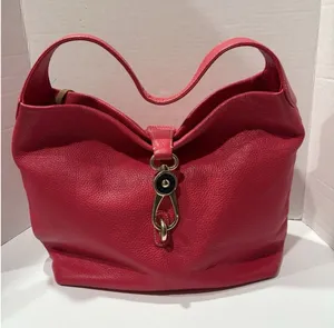 Dooney & Bourke Fuchsia Pebbled Leather Shoulder Hobo Bag with Silver Hardware thumbnail 1