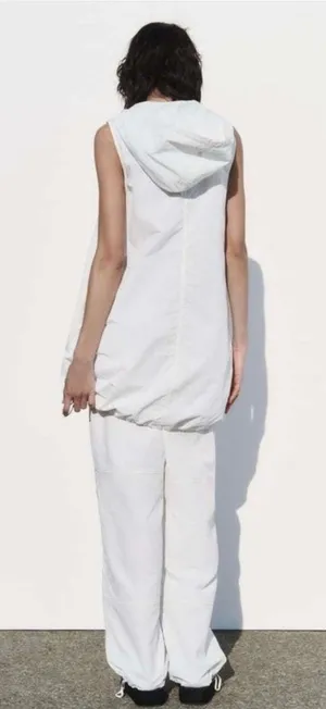 NWT! Zara White Nylon Balloon Hooded Dress thumbnail 2