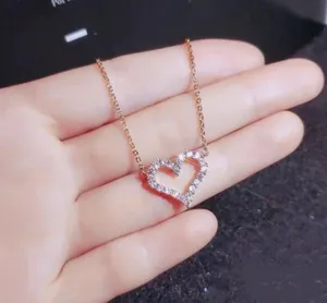 14K Rose Gold Plated Love Heart Pendant Necklace for Women thumbnail 1